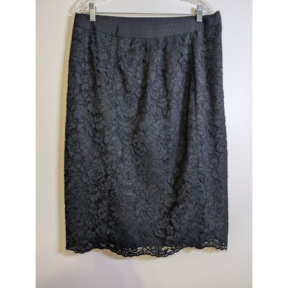 Talbots Black Floral Lace Pencil Skirt Size 16 Preppy Coquette Romantic - Picture 9 of 9
